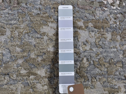 Grey 2'6" x 10'6" Modern / Contemporary Hand knotted Wool/Silk Rug - Sku: O066556