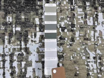 Grey 3'0" x 5'2" Modern / Contemporary Hand knotted Wool Rug - Sku: O066572