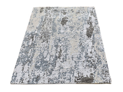Ivory 3'0" x 5'0" Modern and Contemporary Hand knotted Wool Rug - Sku: O066579