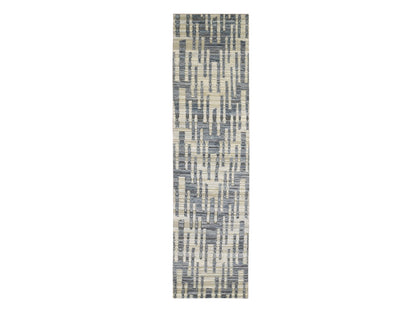 Modern / Contemporary hand-knotted wool/silk rug in Blue, 2'6" x 10'3" — SKU O066584