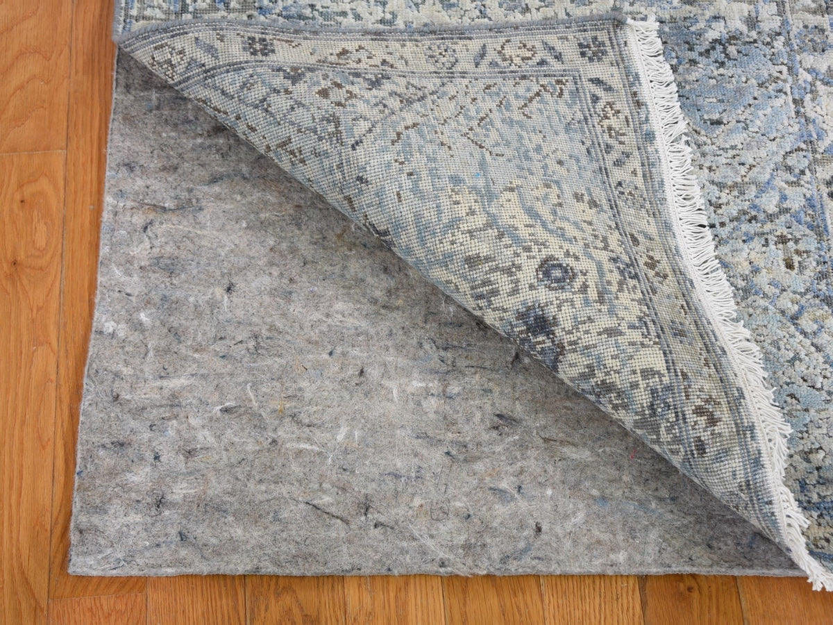 Oushak Transitional hand-knotted wool/silk runner in Blue, 2'6" x 8' — SKU O066587 (view 3)