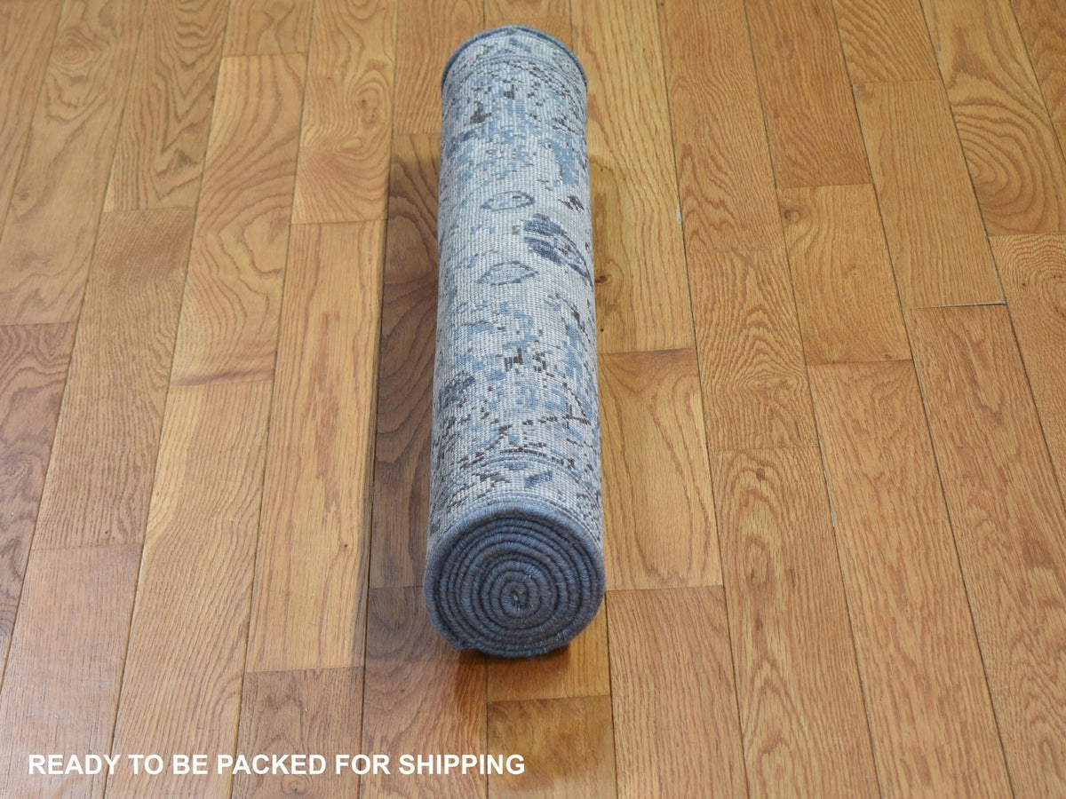 Oushak Transitional hand-knotted wool/silk runner in Blue, 2'6" x 8' — SKU O066587 (view 5)