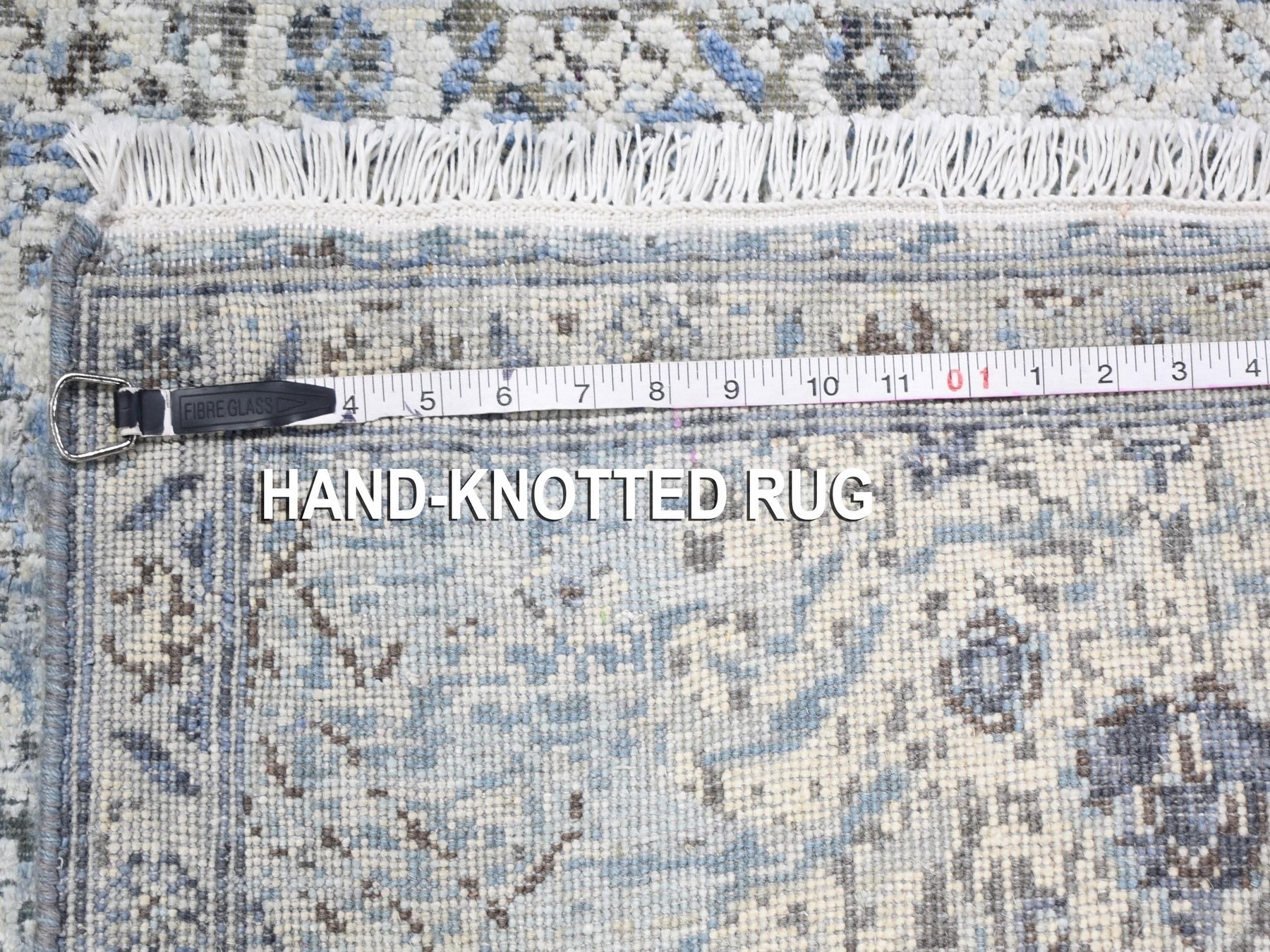 Oushak Transitional hand-knotted wool/silk runner in Blue, 2'6" x 8' — SKU O066587 (view 7)