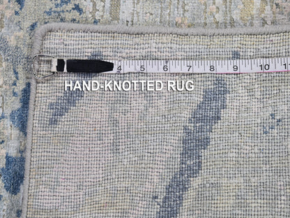 Ivory 3'0" x 5'5" Transitional Hand knotted Wool/Silk Rug - Sku: O066589