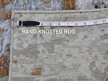 Grey 2'10" x 5'1" Modern / Contemporary Hand knotted Wool/Silk Rug - Sku: O066592