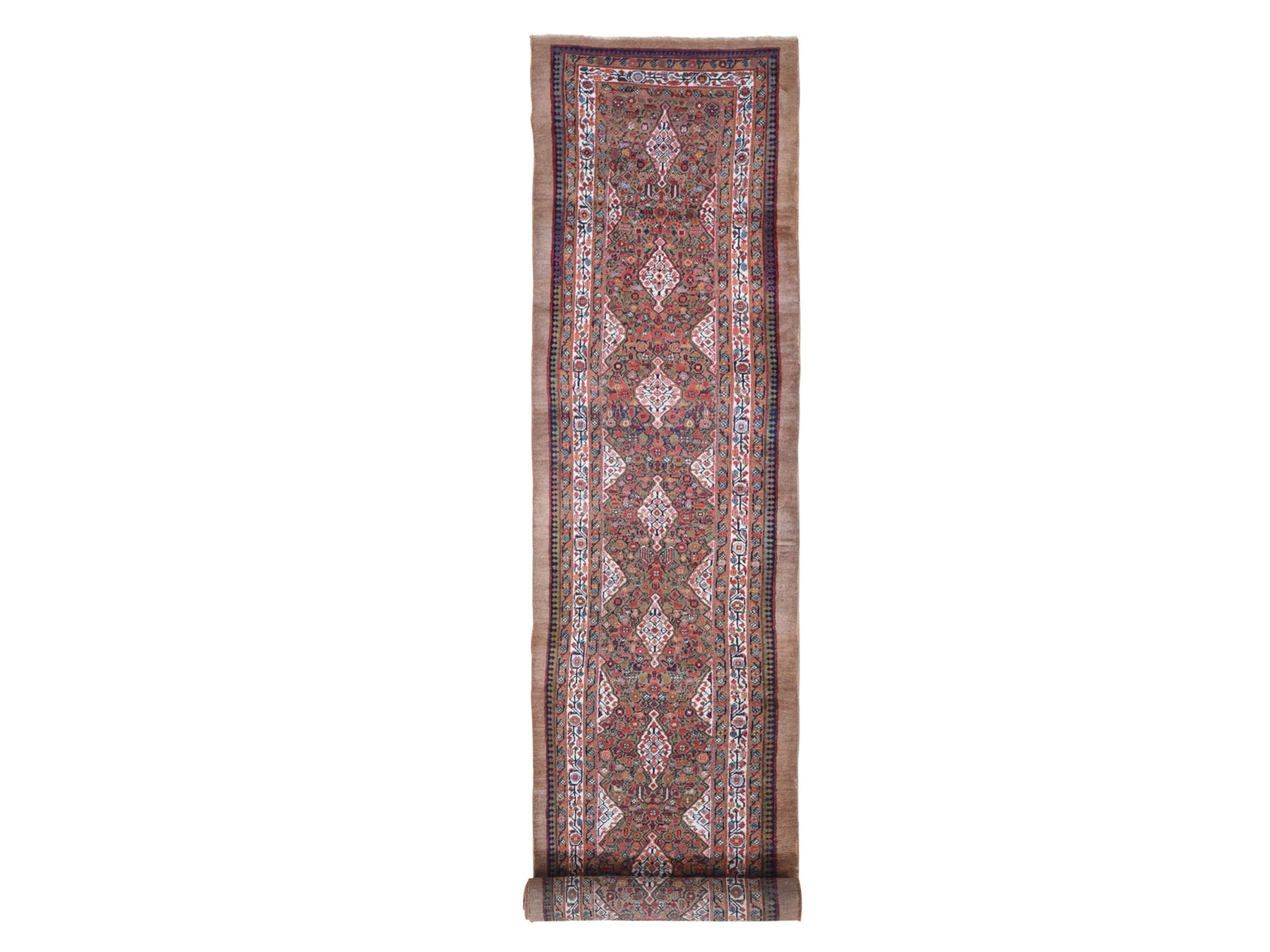 Serab Antique hand-knotted wool runner in Brown, 3'6" x 17'4" — SKU O066593