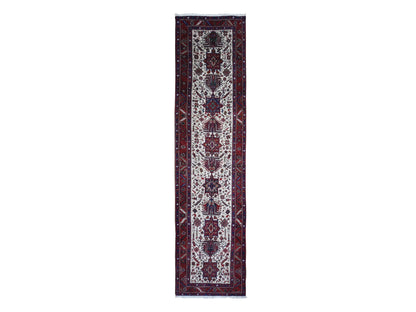 Ivory 3'4" x 13'8" Persian Hand knotted Wool Rug - Sku: O066602