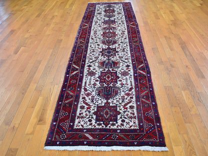 Ivory 3'4" x 13'8" Persian Hand knotted Wool Rug - Sku: O066602