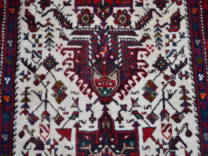 Ivory 3'4" x 13'8" Persian Hand knotted Wool Rug - Sku: O066602
