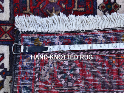 Ivory 3'4" x 13'8" Persian Hand knotted Wool Rug - Sku: O066602