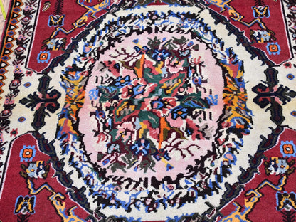 Red 3'7" x 5'0" Persian Hand knotted Wool Rug - Sku: O066628