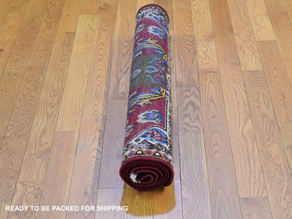 Red 3'7" x 5'0" Persian Hand knotted Wool Rug - Sku: O066628
