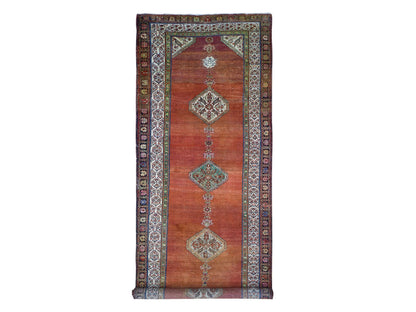 Red 4'8" x 12'0" Persian Hand knotted Wool Rug - Sku: O066657