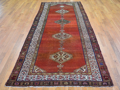 Red 4'8" x 12'0" Persian Hand knotted Wool Rug - Sku: O066657