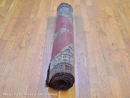 Red 4'8" x 12'0" Persian Hand knotted Wool Rug - Sku: O066657