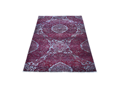 Red 3'2" x 5'7" Wool / Silk Hand knotted Wool Rug - Sku: O066663