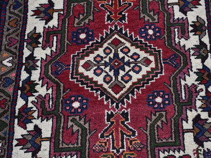 Persian hand-knotted wool rug in Red & Light Brown, 2'8" x 9'3" — SKU O066677 (view 3)