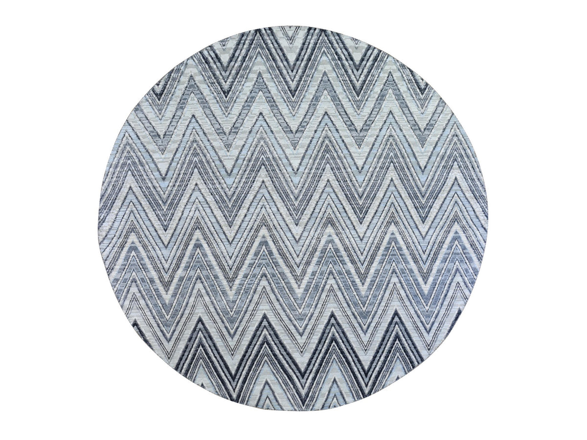 Modern / Contemporary hand-knotted wool/silk rug in Gray, 9' x 9' — SKU O066695