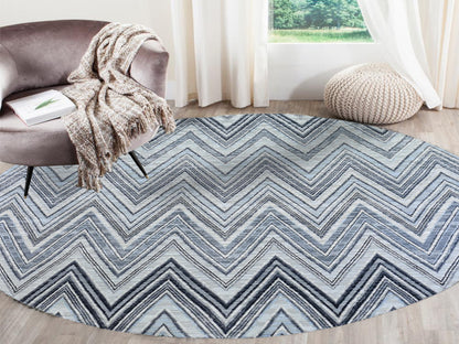 Grey 9'0" x 9'0" Modern / Contemporary Hand knotted Wool/Silk Rug - Sku: O066695