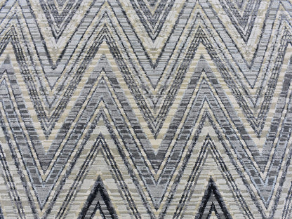 Grey 9'0" x 9'0" Modern / Contemporary Hand knotted Wool/Silk Rug - Sku: O066695