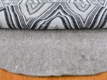 Grey 9'0" x 9'0" Modern / Contemporary Hand knotted Wool/Silk Rug - Sku: O066695
