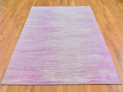 Pink 6'1" x 9'2" Modern / Contemporary Hand knotted Wool Rug - Sku: O066697