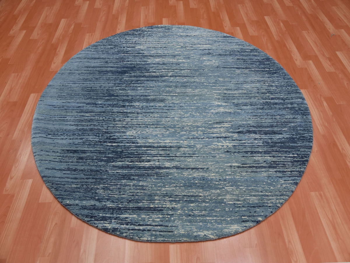 Modern / Contemporary hand-knotted wool rug in Blue, 12'2" x 12'2" — SKU O066699 (view 2)