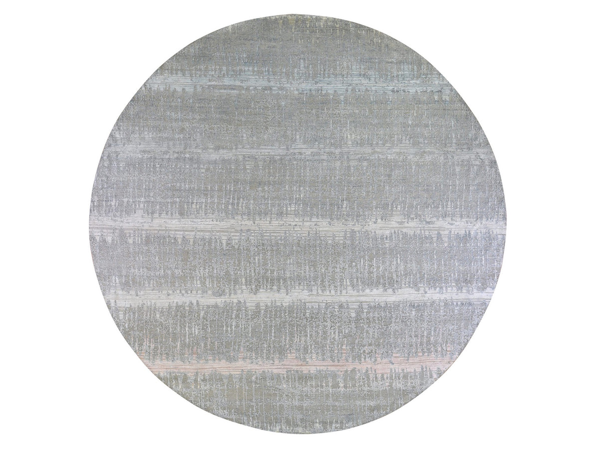 Modern / Contemporary hand-knotted wool/silk rug in Gray, 12' x 12' — SKU O066700