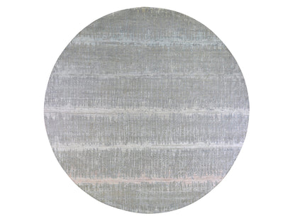 Grey 12'0" x 12'0" Modern / Contemporary Hand knotted Wool/Silk Rug - Sku: O066700