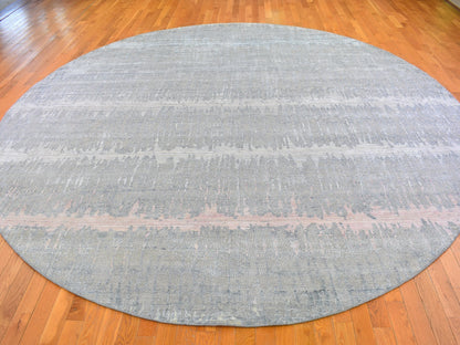 Grey 12'0" x 12'0" Modern / Contemporary Hand knotted Wool/Silk Rug - Sku: O066700