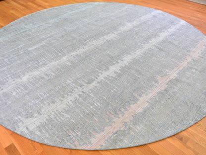 Grey 12'0" x 12'0" Modern / Contemporary Hand knotted Wool/Silk Rug - Sku: O066700