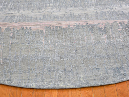 Grey 12'0" x 12'0" Modern / Contemporary Hand knotted Wool/Silk Rug - Sku: O066700