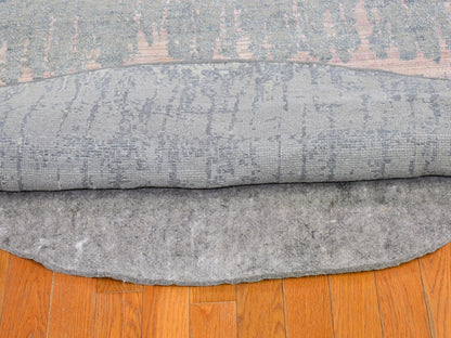 Grey 12'0" x 12'0" Modern / Contemporary Hand knotted Wool/Silk Rug - Sku: O066700