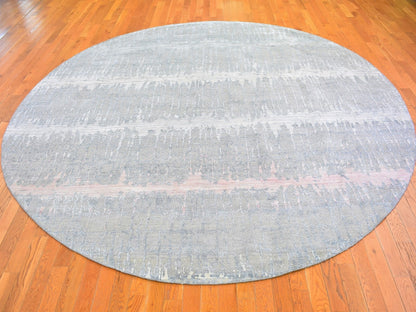 Grey 10'1" x 10'1" Modern / Contemporary Hand knotted Wool/Silk Rug - Sku: O066701