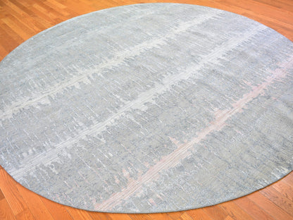 Grey 10'1" x 10'1" Modern / Contemporary Hand knotted Wool/Silk Rug - Sku: O066701