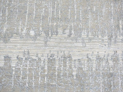 Grey 10'1" x 10'1" Modern / Contemporary Hand knotted Wool/Silk Rug - Sku: O066701