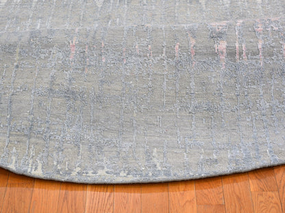 Grey 10'1" x 10'1" Modern / Contemporary Hand knotted Wool/Silk Rug - Sku: O066701