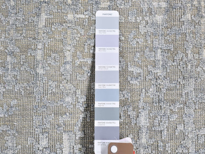 Grey 10'1" x 10'1" Modern / Contemporary Hand knotted Wool/Silk Rug - Sku: O066701