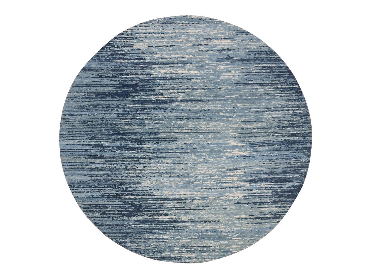 Modern / Contemporary hand-knotted wool rug in Blue, 9' x 9' — SKU O066703
