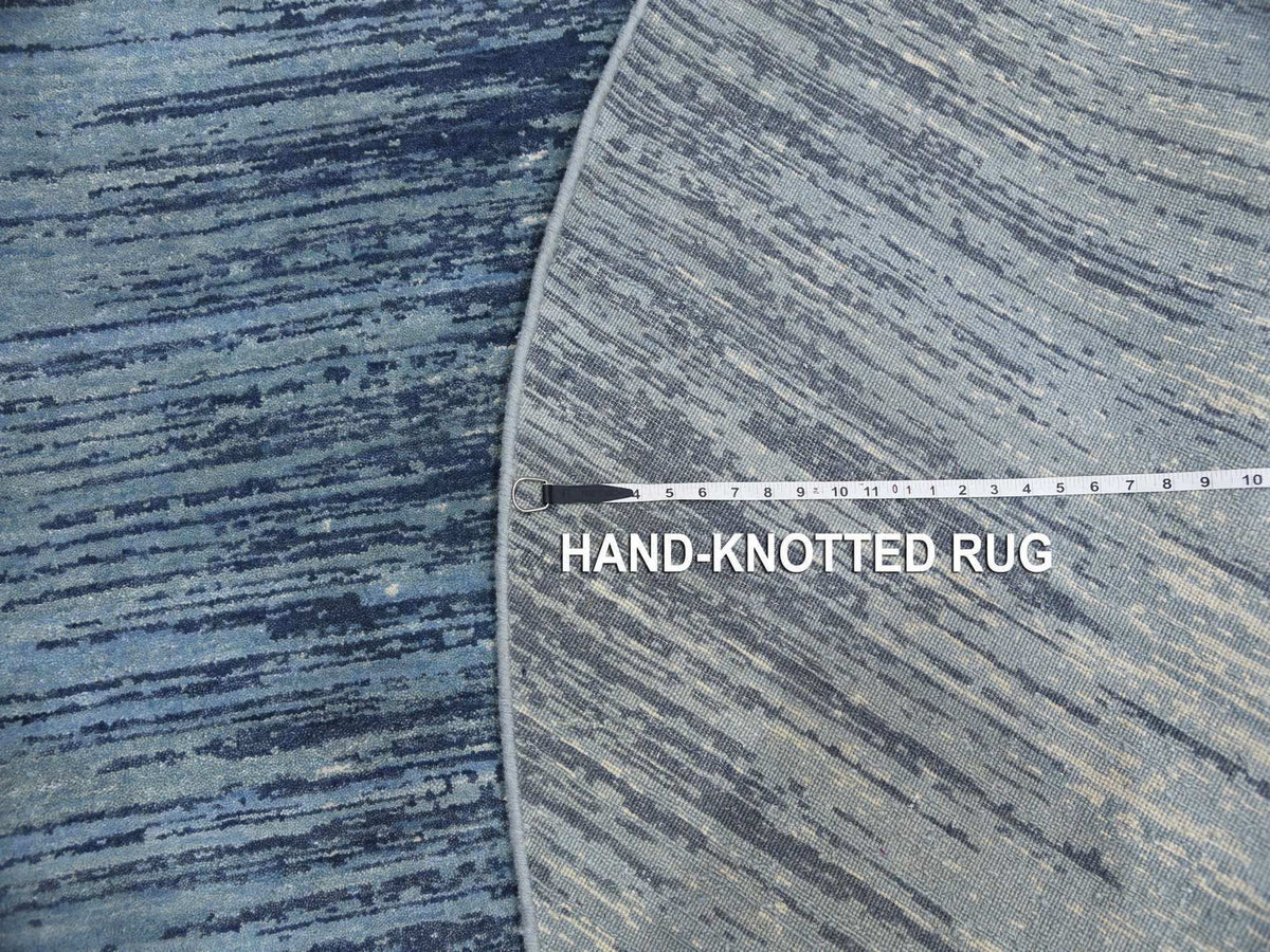 Modern / Contemporary hand-knotted wool rug in Blue, 9' x 9' — SKU O066703 (view 7)