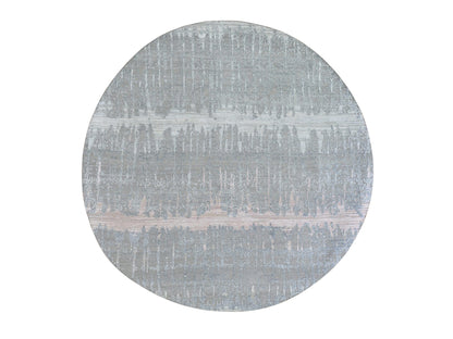 Grey 6'0" x 6'0" Modern / Contemporary Hand knotted Wool/Silk Rug - Sku: O066707