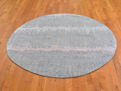 Modern / Contemporary hand-knotted wool/silk rug in Gray, 6' x 6' — SKU O066707 (view 2)