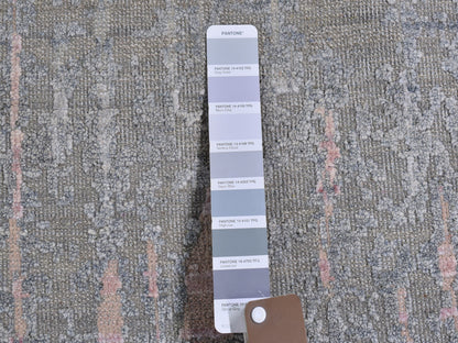 Grey 6'0" x 6'0" Modern / Contemporary Hand knotted Wool/Silk Rug - Sku: O066707