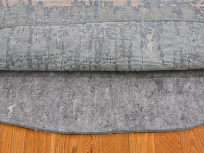 Grey 6'0" x 6'0" Modern / Contemporary Hand knotted Wool/Silk Rug - Sku: O066707
