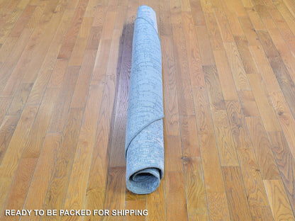 Grey 6'0" x 6'0" Modern / Contemporary Hand knotted Wool/Silk Rug - Sku: O066707