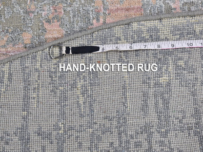 Modern / Contemporary hand-knotted wool/silk rug in Gray, 6' x 6' — SKU O066707 (view 8)