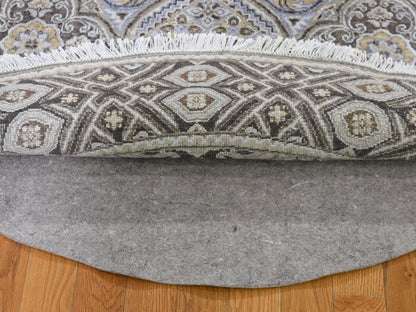 Transitional hand-knotted wool/silk rug in Brown, 5'1" x 5'1" — SKU O066718 (view 2)