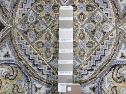Transitional hand-knotted wool/silk rug in Brown, 5'1" x 5'1" — SKU O066718 (view 3)