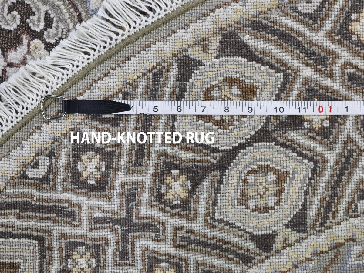 Transitional hand-knotted wool/silk rug in Brown, 5'1" x 5'1" — SKU O066718 (view 6)