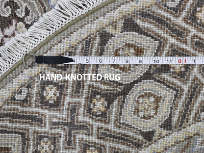 Transitional hand-knotted wool/silk rug in Brown, 5'1" x 5'1" — SKU O066718 (view 6)